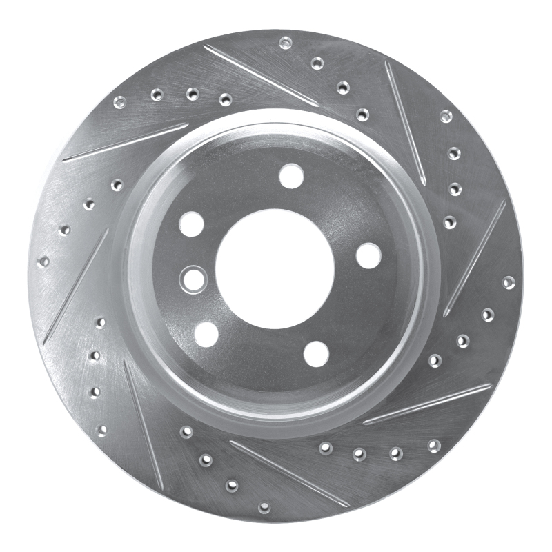 BMW 335XI Brake Rotor (1) - Rear Right - R1 Concepts - Drilled & Slotted - Silver - `06-`15